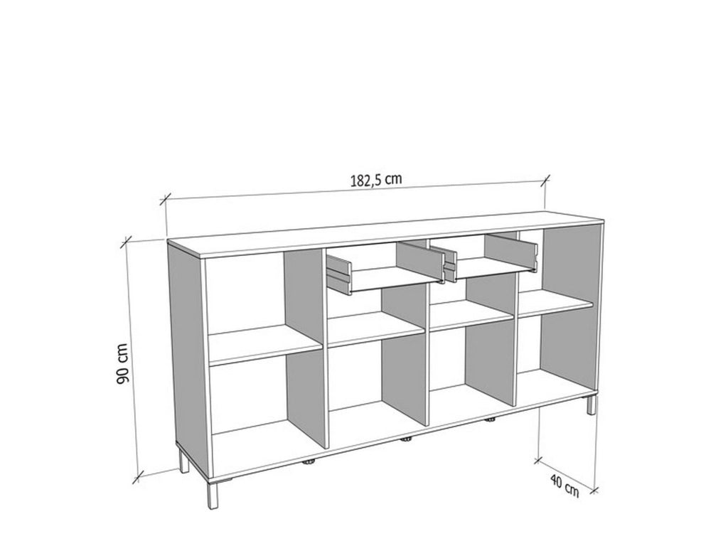 Madia Grondona, Credenza 2 Cassetti, 183x40x90h cm Marrone Rovere Nodi