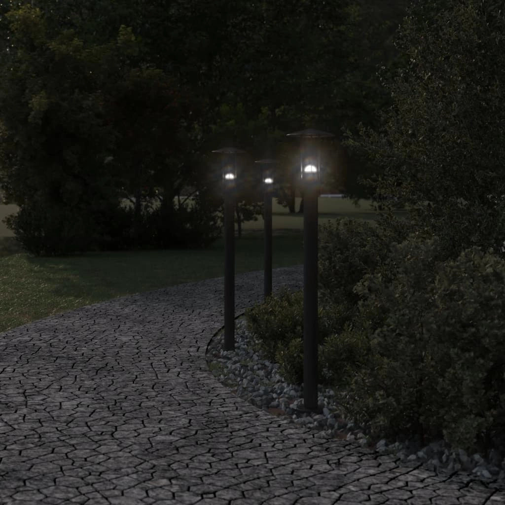 Lampada da terra per esterni 100 cm acciaio inox nero 02_0042503
