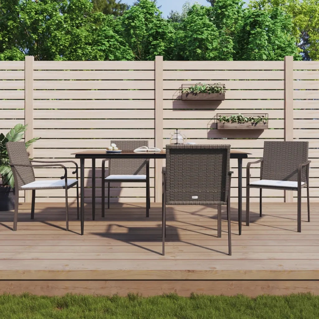 Set Pranzo da Giardino 5pz con Cuscini in Polyrattan e Acciaio 3186945