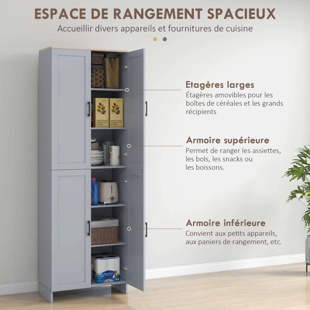 Credenza cucina 4 ante ¨C Xylo ¨C grigio 170 cm con ripiani regolabili