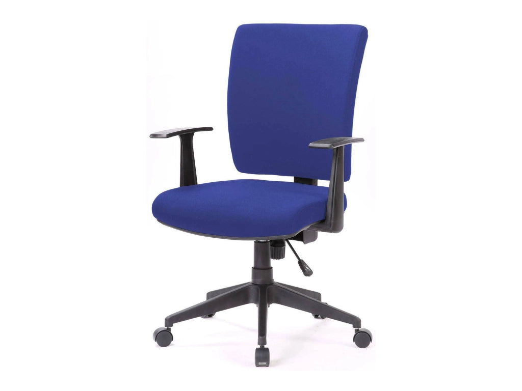 Sedia da ufficio Eulalia, Poltrona direzionale con braccioli, Seduta ergonomica da ufficio, 61x65h98/108 cm, Blu