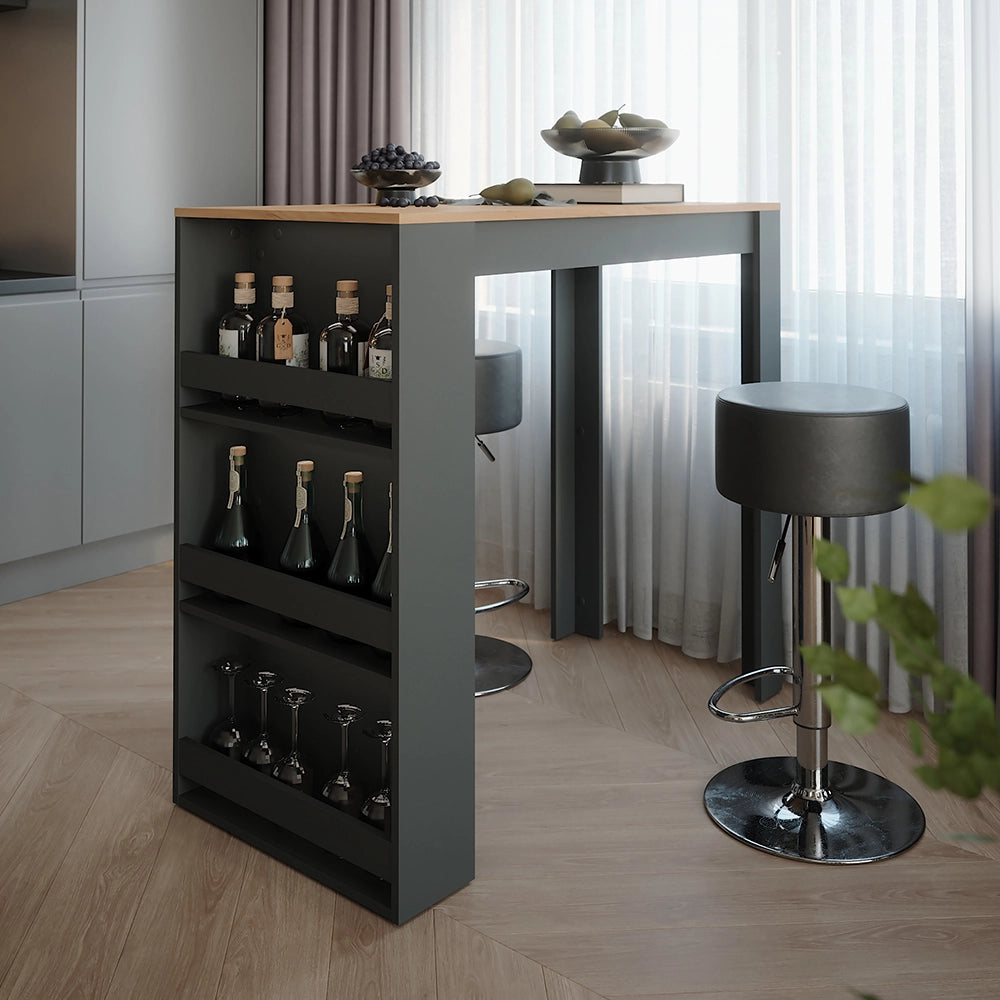 Vicco tavolo bar con sgabelli Antracite 57 x 117 cm con 2 sgabelli da bar