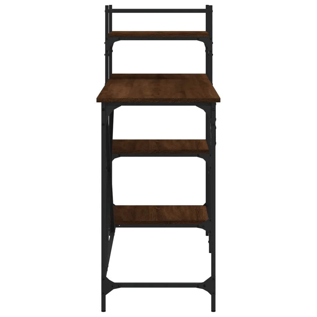Scrivania | Tavolo da Ufficio per Computer con Scaffali Rovere Marrone 120x47x109cm