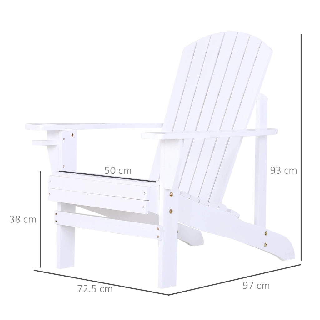 EasyComfort Sedia da Giardino Adirondack in Legno Bianco, Con Porta Bicchieri, Impermeabile e Anti-Muffa, 97x72.5x93cm