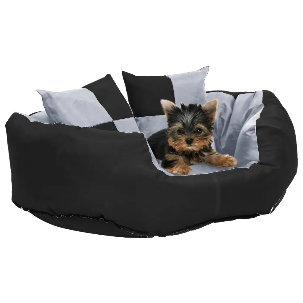 Cuscino per Cani Reversibile e Lavabile Grigio Nero 65x50x20 cm CFW3773697