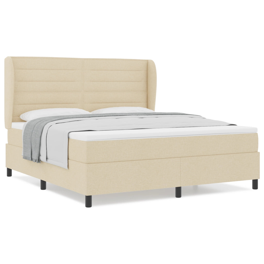 Letto Box Spring con Materasso Panna 180x200 cm Tessuto
