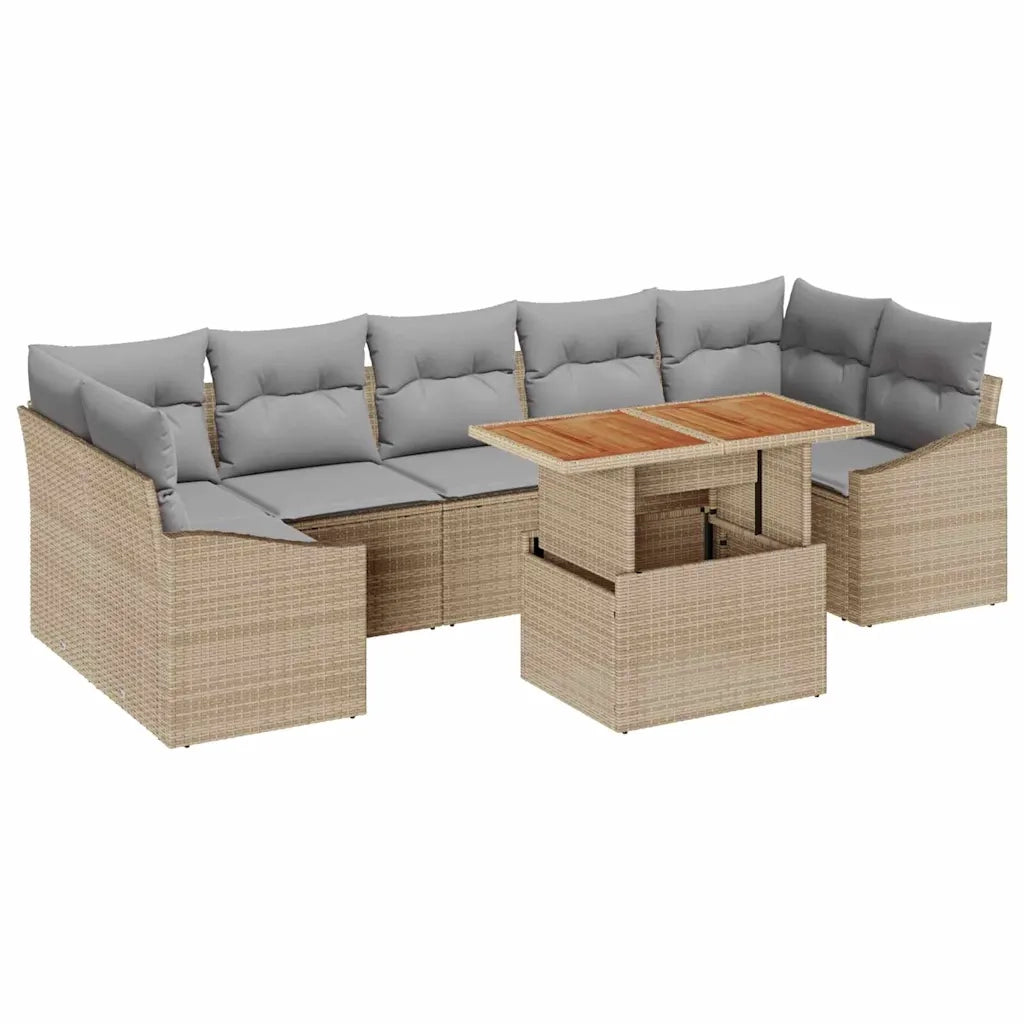 vidaXL Set Divano da Giardino con cuscino 8 pcs Beige e Grigio Chiaro