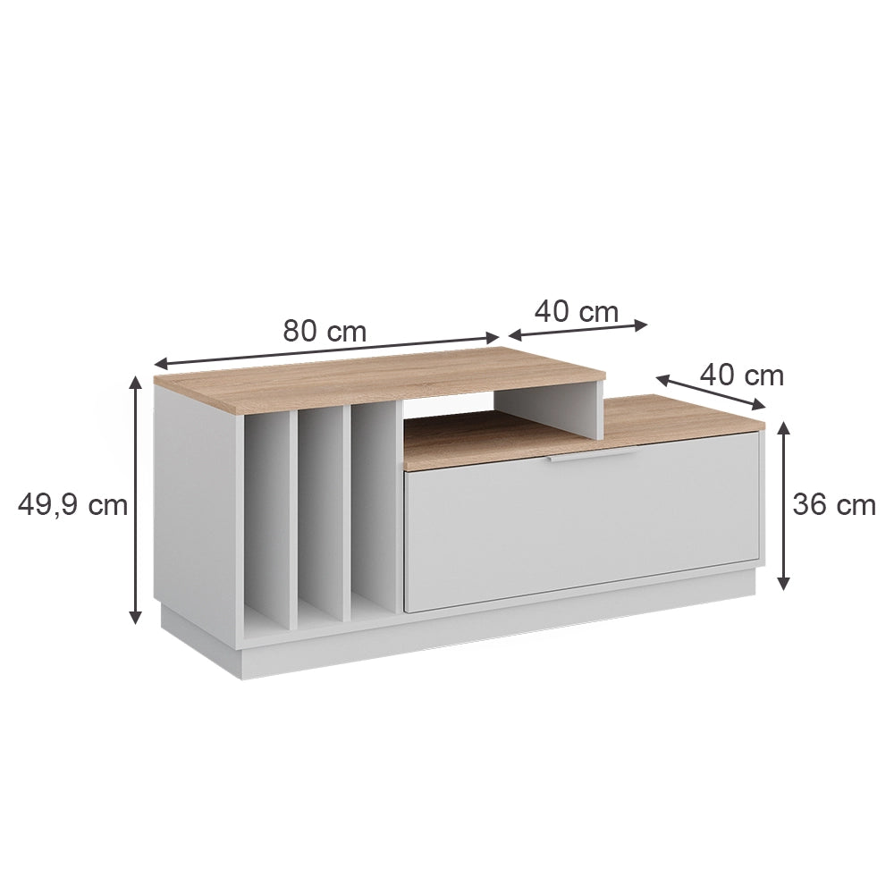Mobile TV Betti Bianco/Sonoma 120 x 49.9 cm con 1 porta Vicco