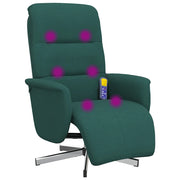 Poltrona | Sedia Relax Reclinabile Massaggio Poggiapiedi Verde Scuro Tessuto
