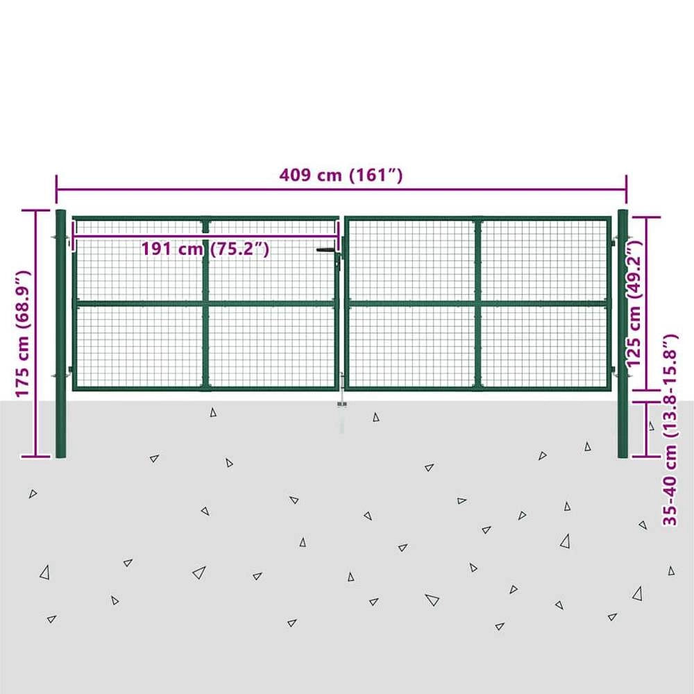 Double Wire Mesh Double Gate Steel 390x125 Cm Green