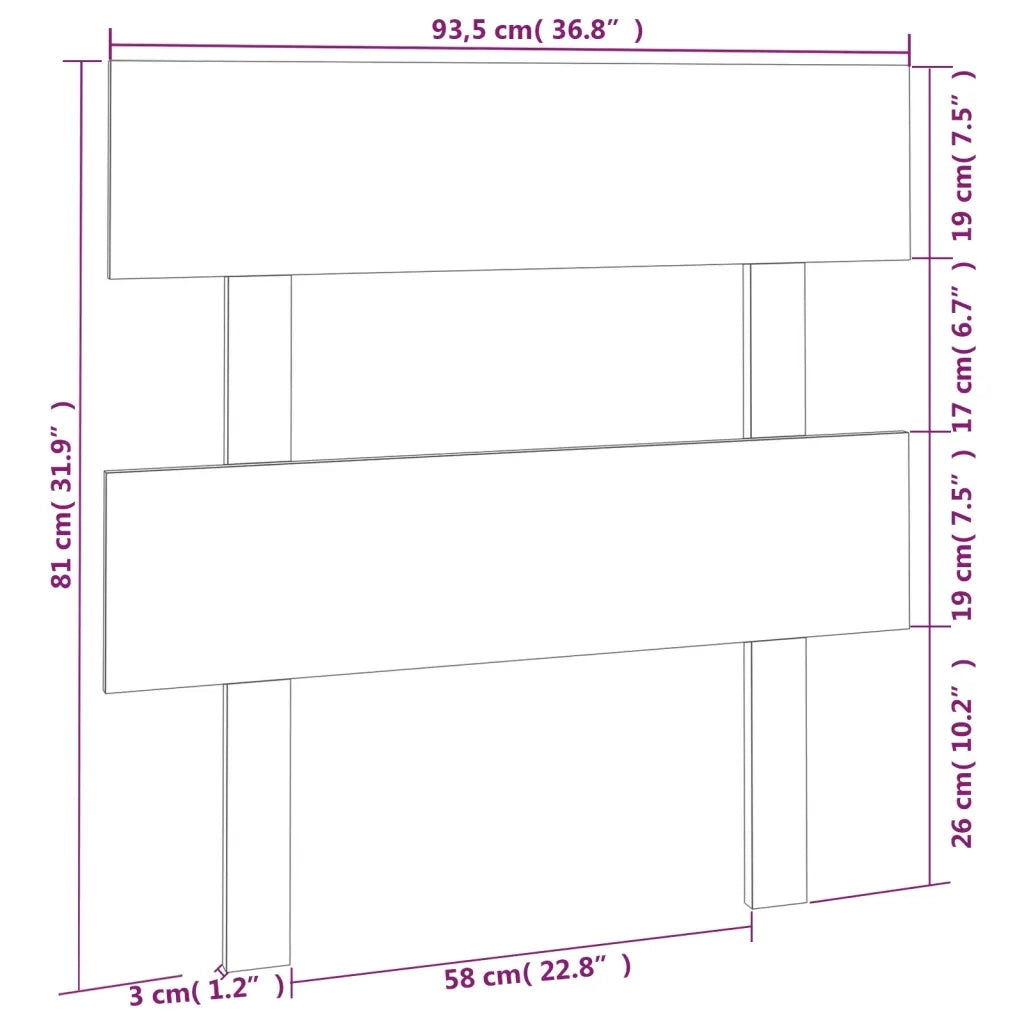 Testiera per Letto ambra 93,5x3x81 cm in Legno Massello di Pino 819053