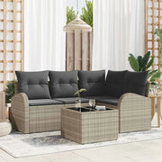 Set Divano da Giardino 5 pcs Grigio chiaro polyrattan