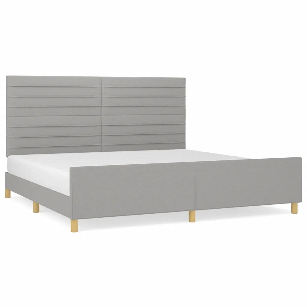 Giroletto con Testiera Grigio Chiaro 200x200 cm in Tessuto cod mxl 51684