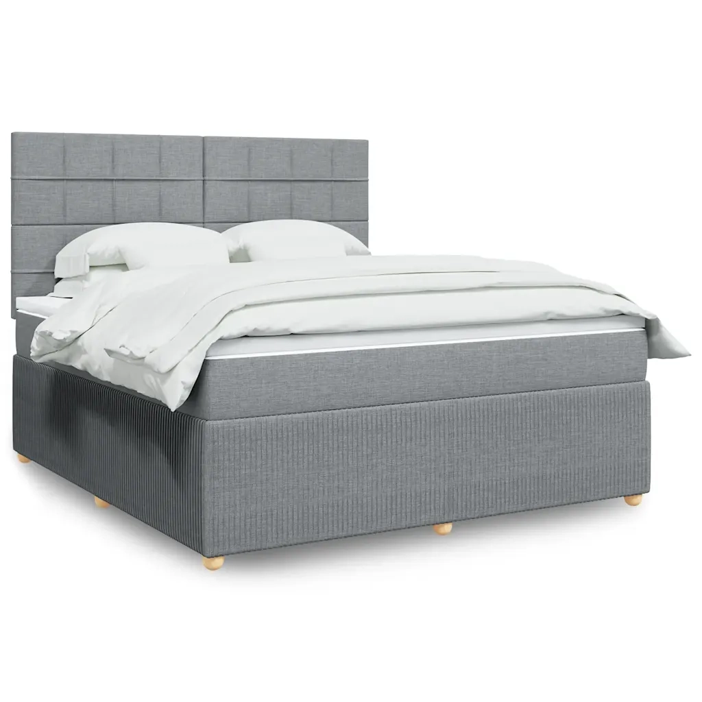Giroletto a Molle con Materasso Grigio Chiaro180x200 cm Tessuto