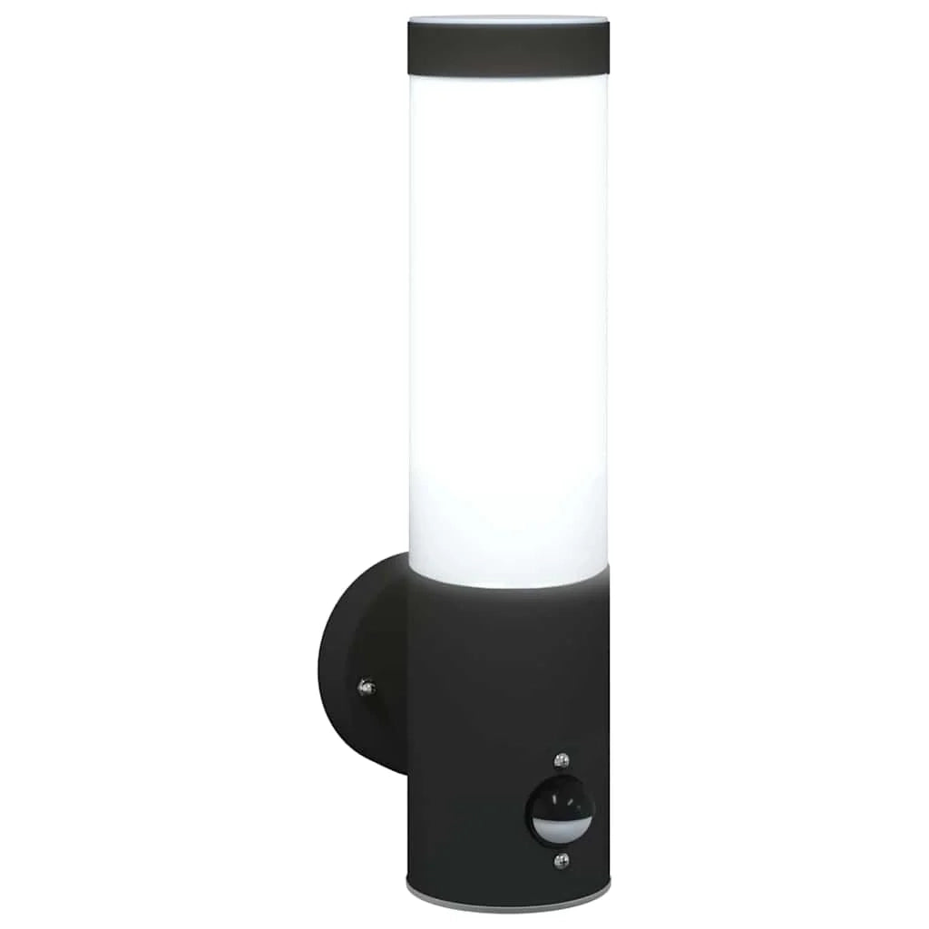 Applique da esterno moderna design minimalista 12 x 7 x 29 cm acciaio inox nero 02_0056487