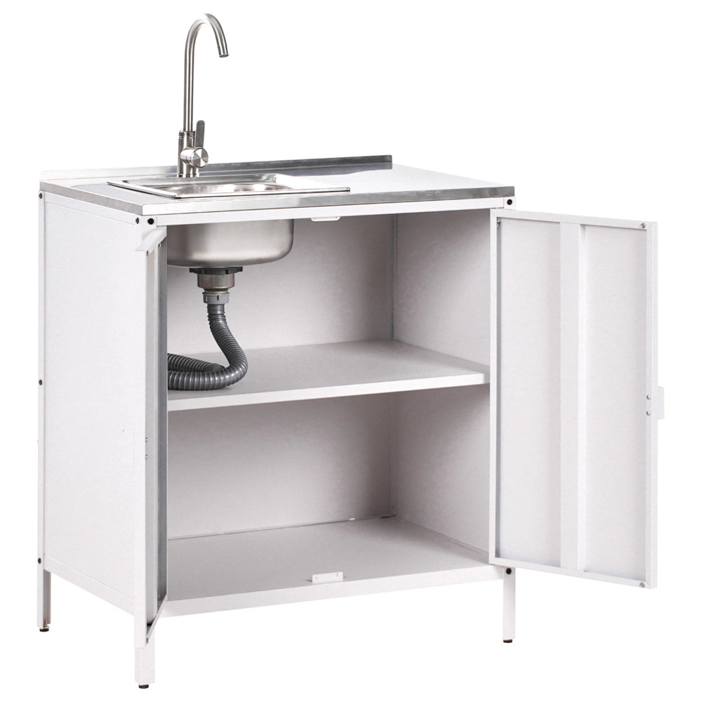 Mobiletto da giardino in acciaio con lavello e 2 ante ripiano in acciaio inox bianco cucina da giardino da pranzo
