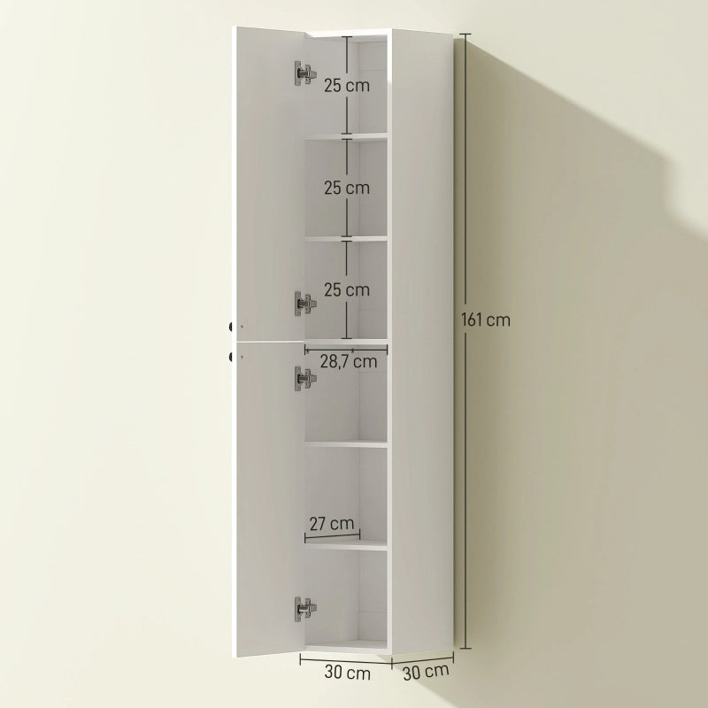 Mobiletto da bagno a parete, superficie laccata, 6 ripiani, MDF, bianco