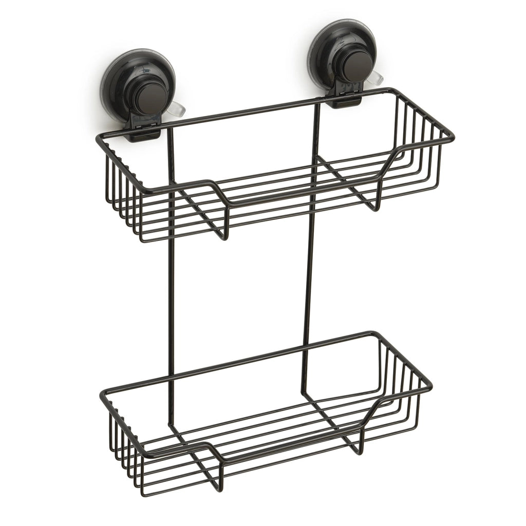 Portaoggetti doppio per doccia in filo da muro in metallo e resine termoplastiche HO19 Gedy serie HOT Nero Matt