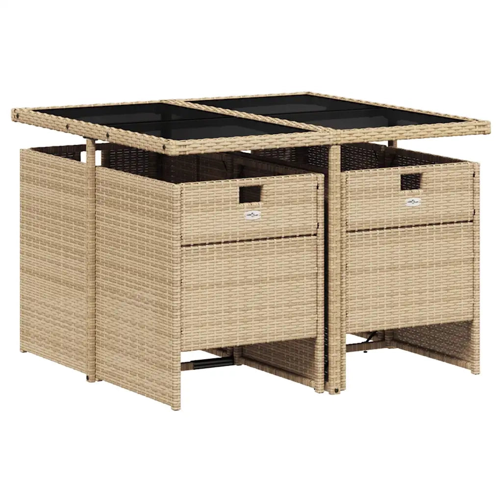 Set Pranzo da Giardino 5 pz con Cuscini Beige Misto Polyrattancod mxl 88010