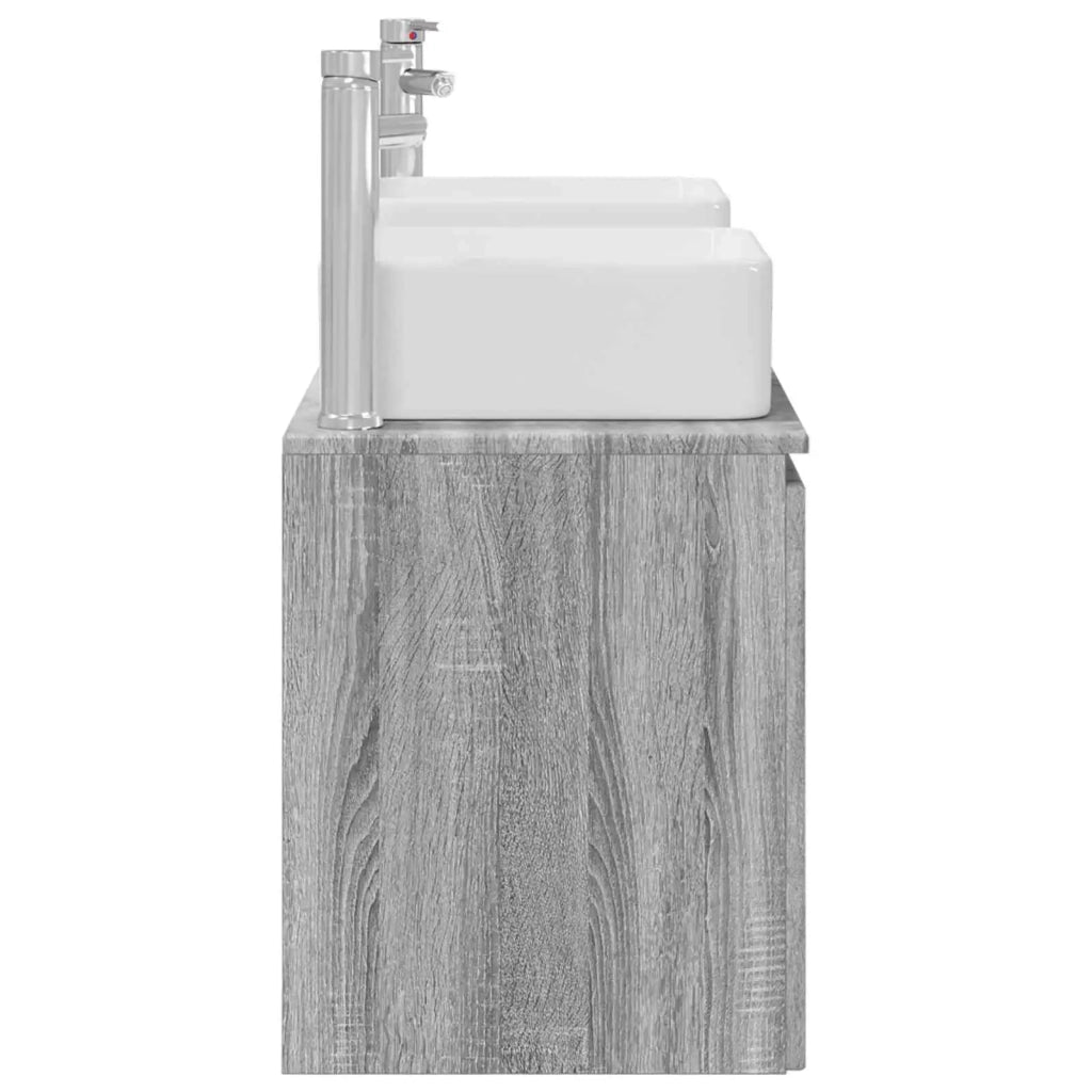 Set di Armadi da Bagno 3 pz Sonoma grigio 135 x 35 x 80 cm