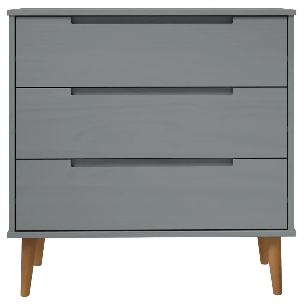 Cassettiera MOLDE Grigia 80x40x80 cm in Legno Massello di Pino 350506