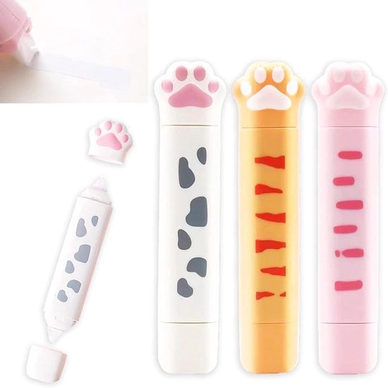 3 pezzi di correttore da incollare - Papiro kawaii per ufficio scuola - Correttore da incollare portatile per ufficio scuola amministrazione segni
