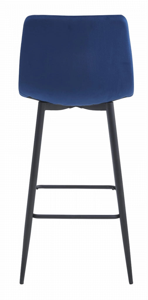 Sgabello Valora TEOTO in velluto blu navy con gambe nere per cucina