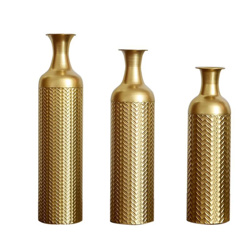Fioriera a più livelli in metallo con struttura goffrata oro, set di 3 decorativo per soggiorno corridoio e ufficio
