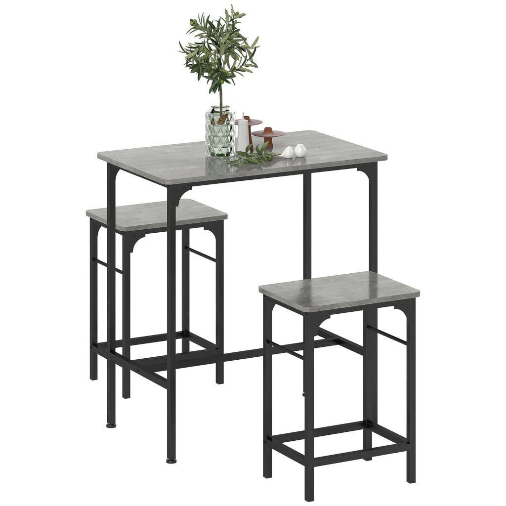 Tavolo da bar con 2 sgabelli ¨C zephmum ¨C grigio, acciaio