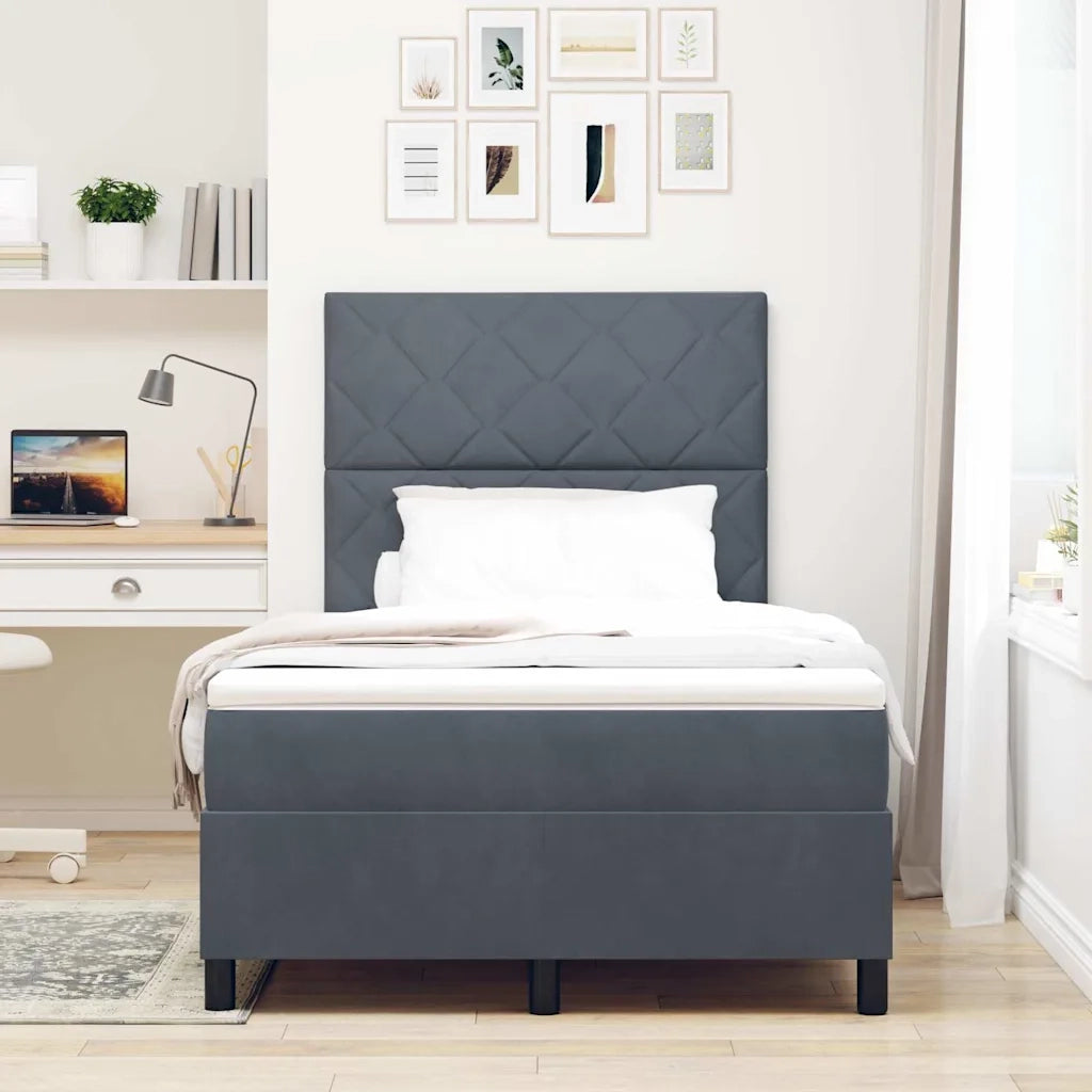 Letto a molle con materasso Grigio scuro 120 x 200 cm Velluto 3339891