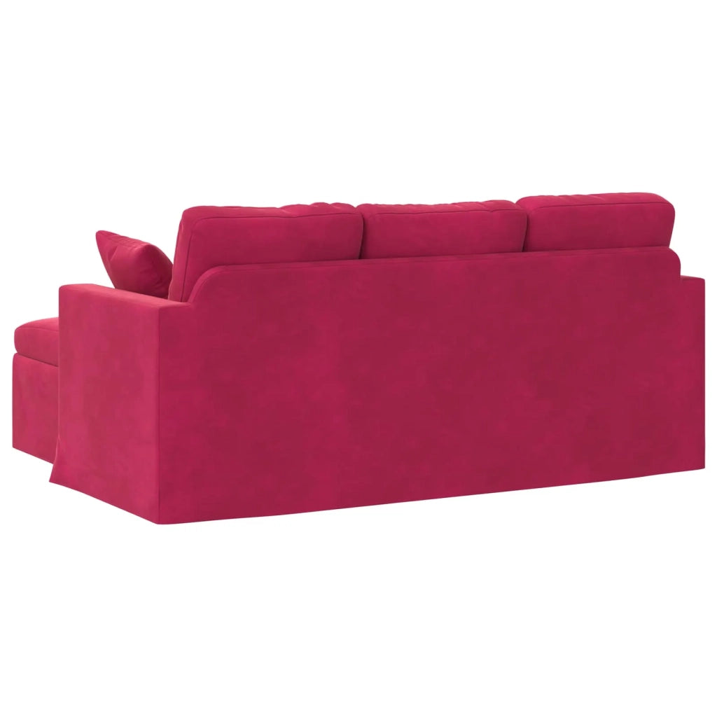 Divano Rosso Vino 198 x 134 x 80 cm Velluto