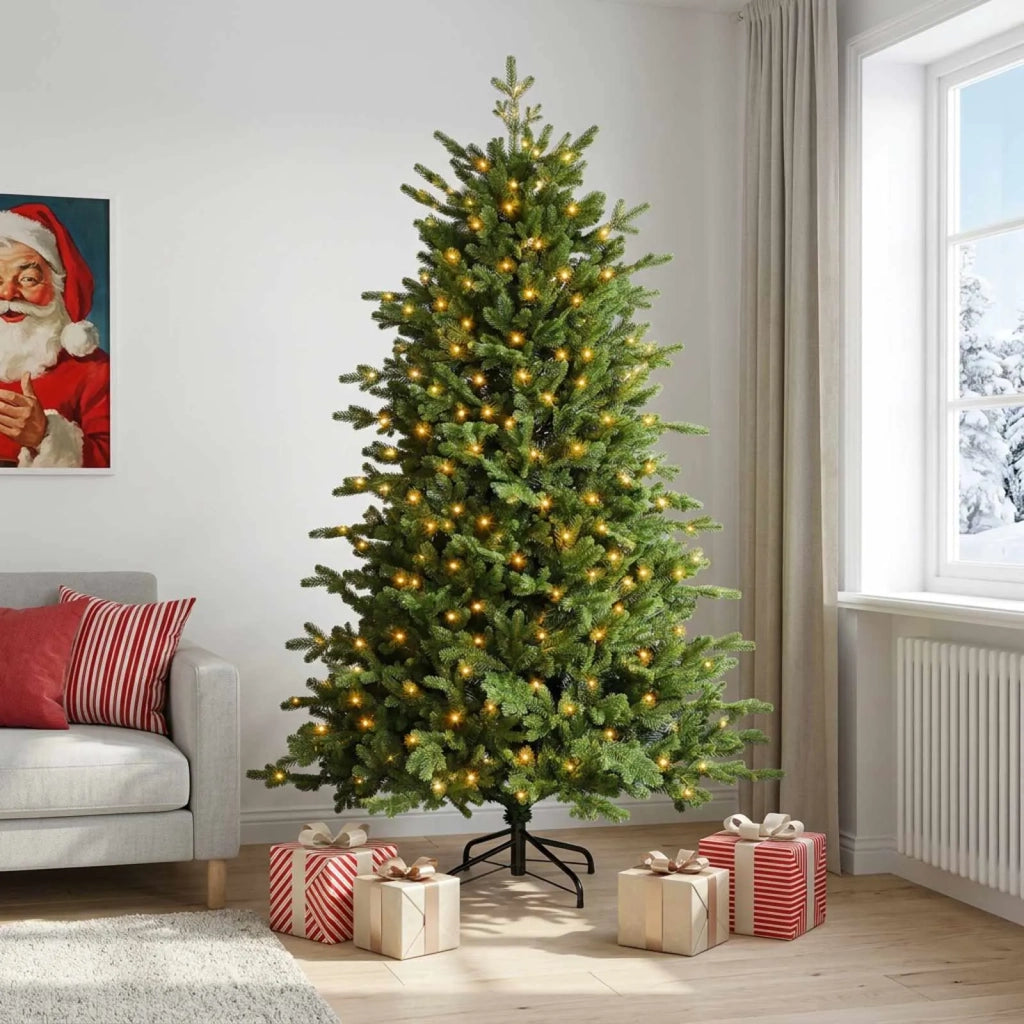 Albero di Natale Artificiale con Rami Pieghevoli 120 cm 150 LED 3465501