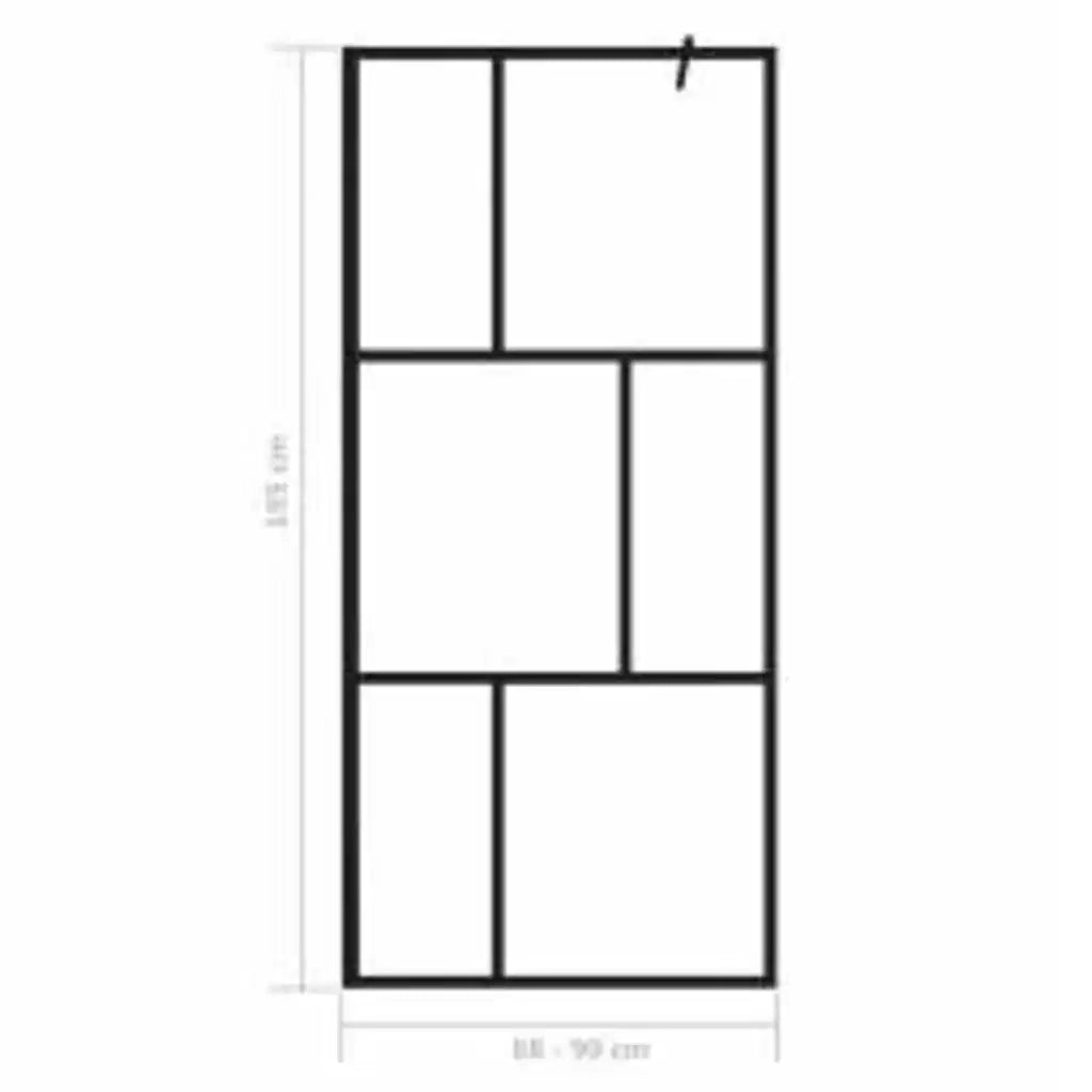 Parete per Doccia Walk-in in Vetro Temperato Nera 90x195 cm