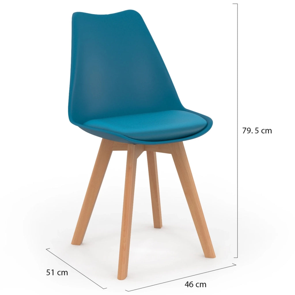 IDMarket - Set di 4 sedie da pranzo scandinave SARA blu anatra