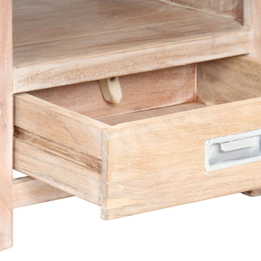 Comodino-Tavolino da notte 40x30x60 cm in Legno Massello di Acacia