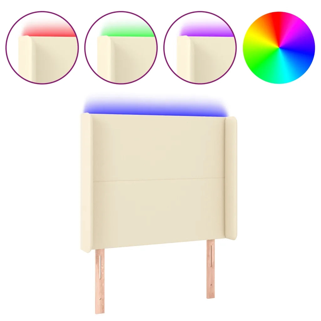 Testiera | Testata a LED Crema 83x16x118/128 cm in Similpelle