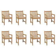 Sedie da Giardino 8 pz con Cuscini Beige in Massello di Teak cod mxl 8361