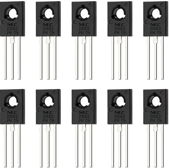 Transistor NPN 10 pezzi - Modello 2SD882 - 3Pino - 40V 3A - Velocità di commutazione - Componente semiconduttore robusto - Componente semiconduttore