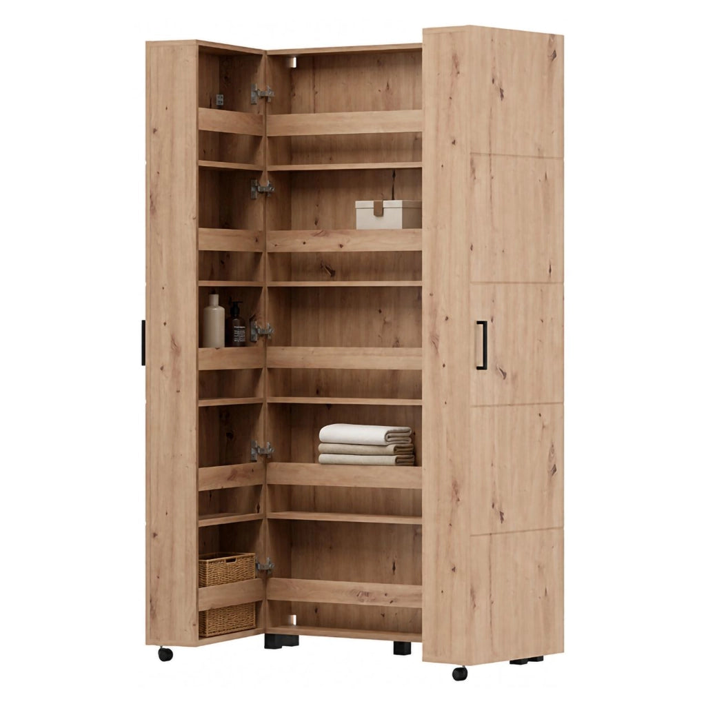 Mobile Portascarpe Bled, Scarpiera 15 Ripiani, 92x33x185h cm Marrone Rovere Nodi