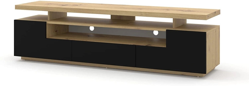 Mobile TV con LED integrati EVA 180 colore Rovere con frontali Nero opaco 180x42x51H Cm