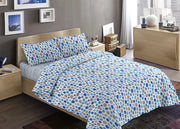Completo Lenzuola Letto Camera In 100% Cotone Made Italy Vari Disegni RP - 2 Piazze - Summer Blu