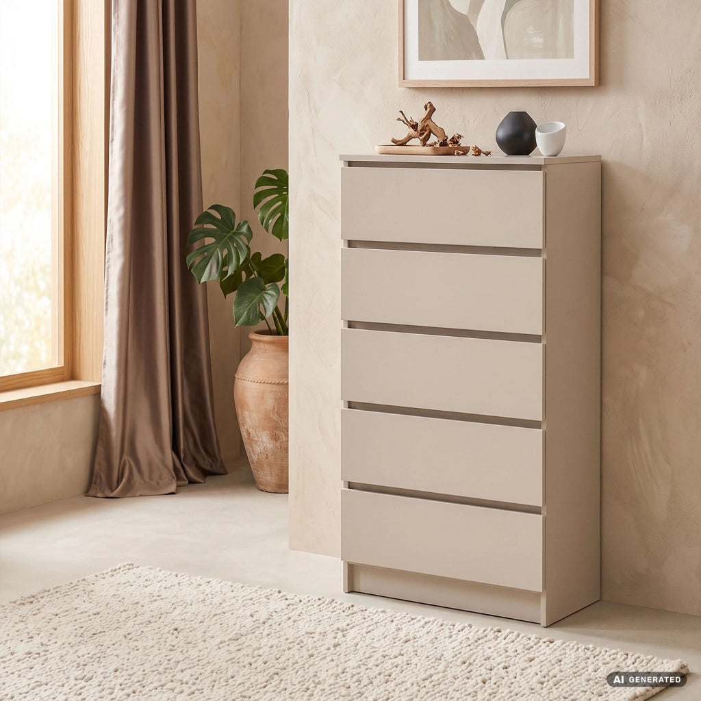 Comò K60 Cashmere 60 cm 5 cassetti 60x40x121 cm