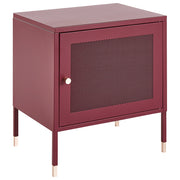 Comodino metallo rosso scuro 45 x 35 cm ante a rete camera da letto moderna industriale