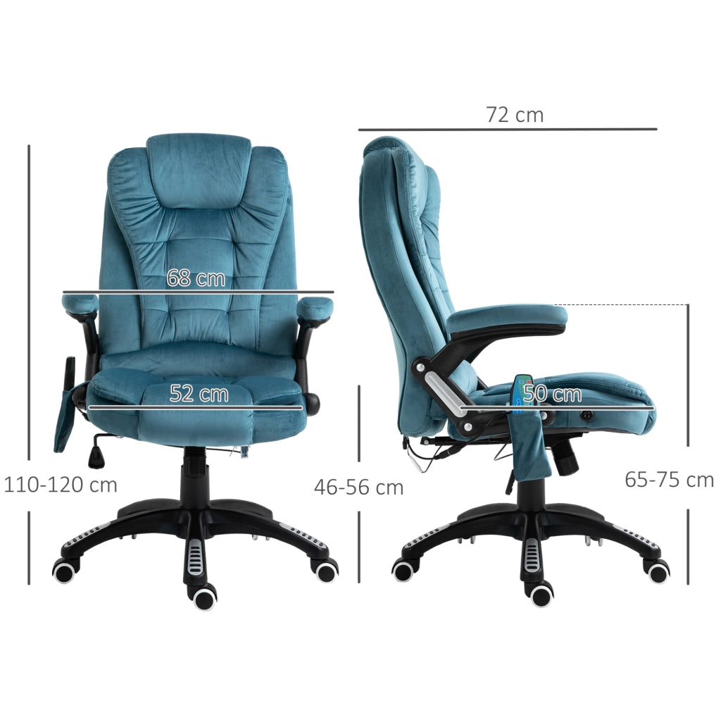 Sedia da ufficio blu con massaggio e calore