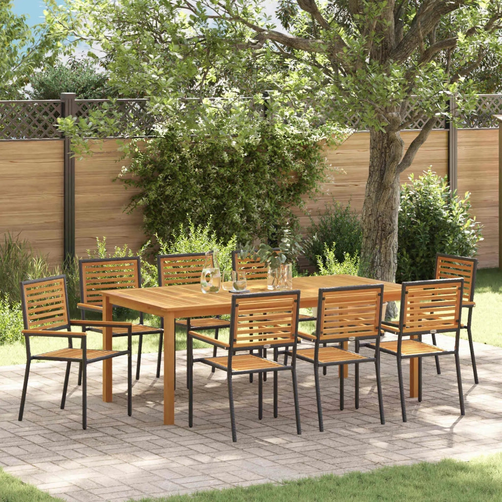 Set da Pranzo per Giardino 9 pcs Nero Legno di Acacia Massello 3365526