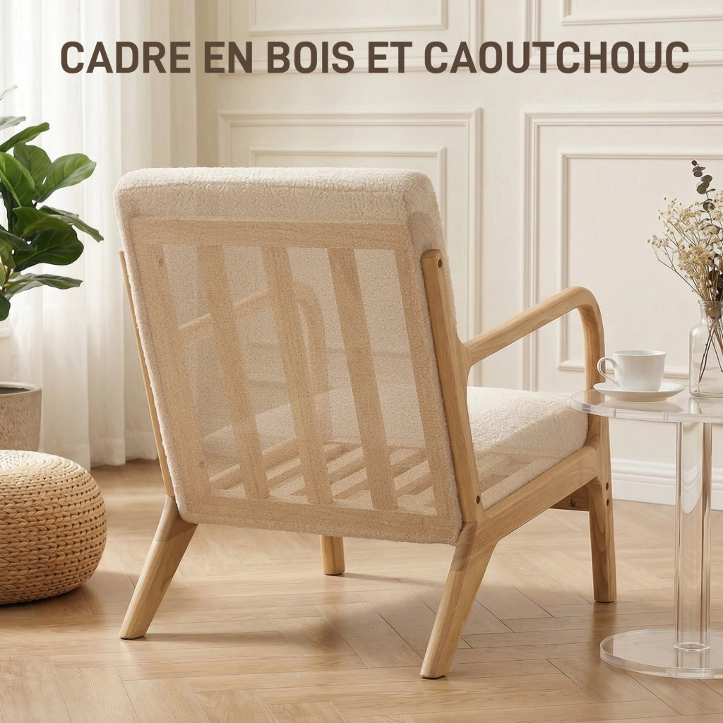 Poltrona relax ¨C zephmum ¨C velluto beige con struttura in legno