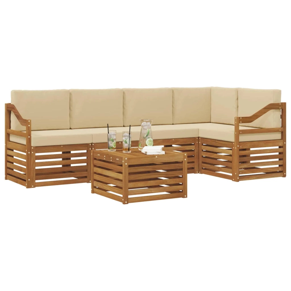 Set divano sezionale con cuscino 6 pcs Naturale e Beige 3374868