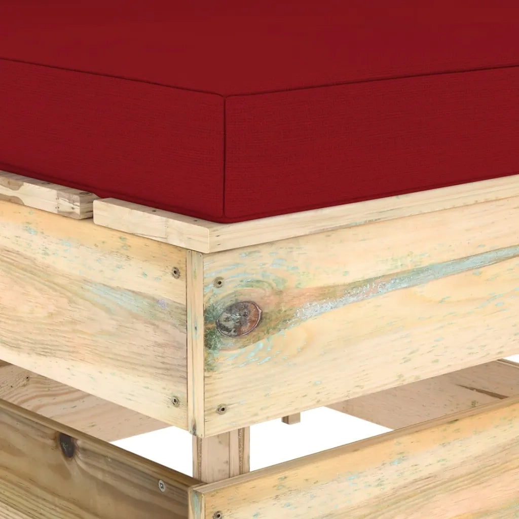 Divano Centrale Modulare con Cuscini in Legno Impregnato Verde 3074516