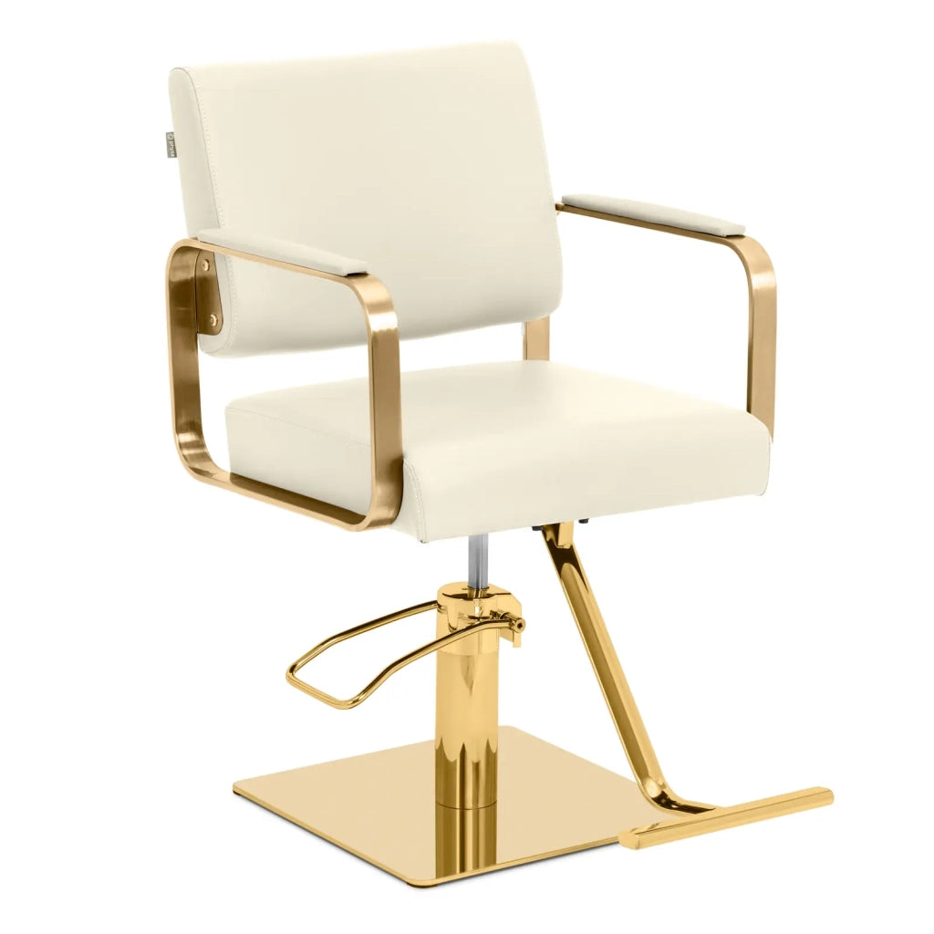 Poltrona da parrucchiere con poggiapiedi 94 x 59 x 88 cm 200 kg crema oro 14_0008969