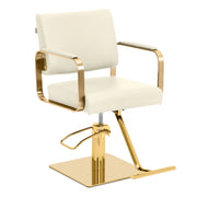 Poltrona da parrucchiere con poggiapiedi 94 x 59 x 88 cm 200 kg crema oro 14_0008969